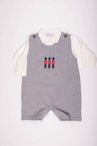 Grey Soldier Romper and Linen Shirt - 506