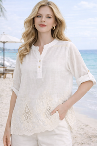 Embroidered Lace Hem Blouse