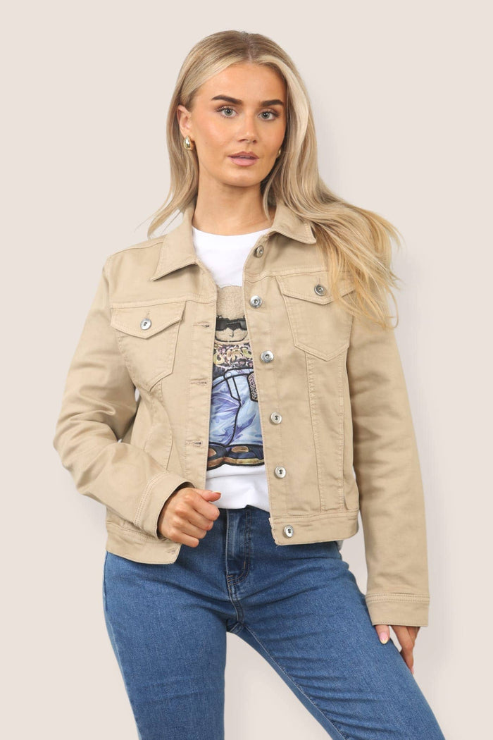 Kurt Muller Light Mocha Brown Denim Cotton Stretch Jacket