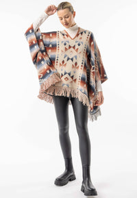 Californian Hooded Batwing Poncho with Fringe