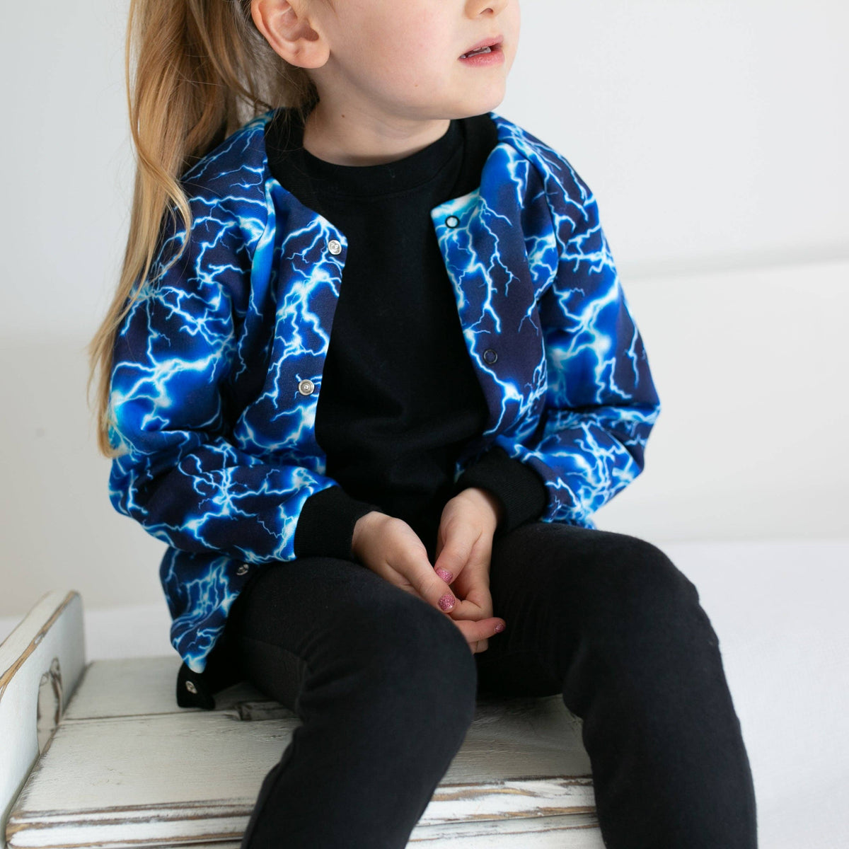 Unisex Kids Lightning Bomber Jacket – Lightweight Fleece