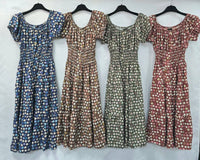 Tonal Polka Dot Midi Bardot Dress