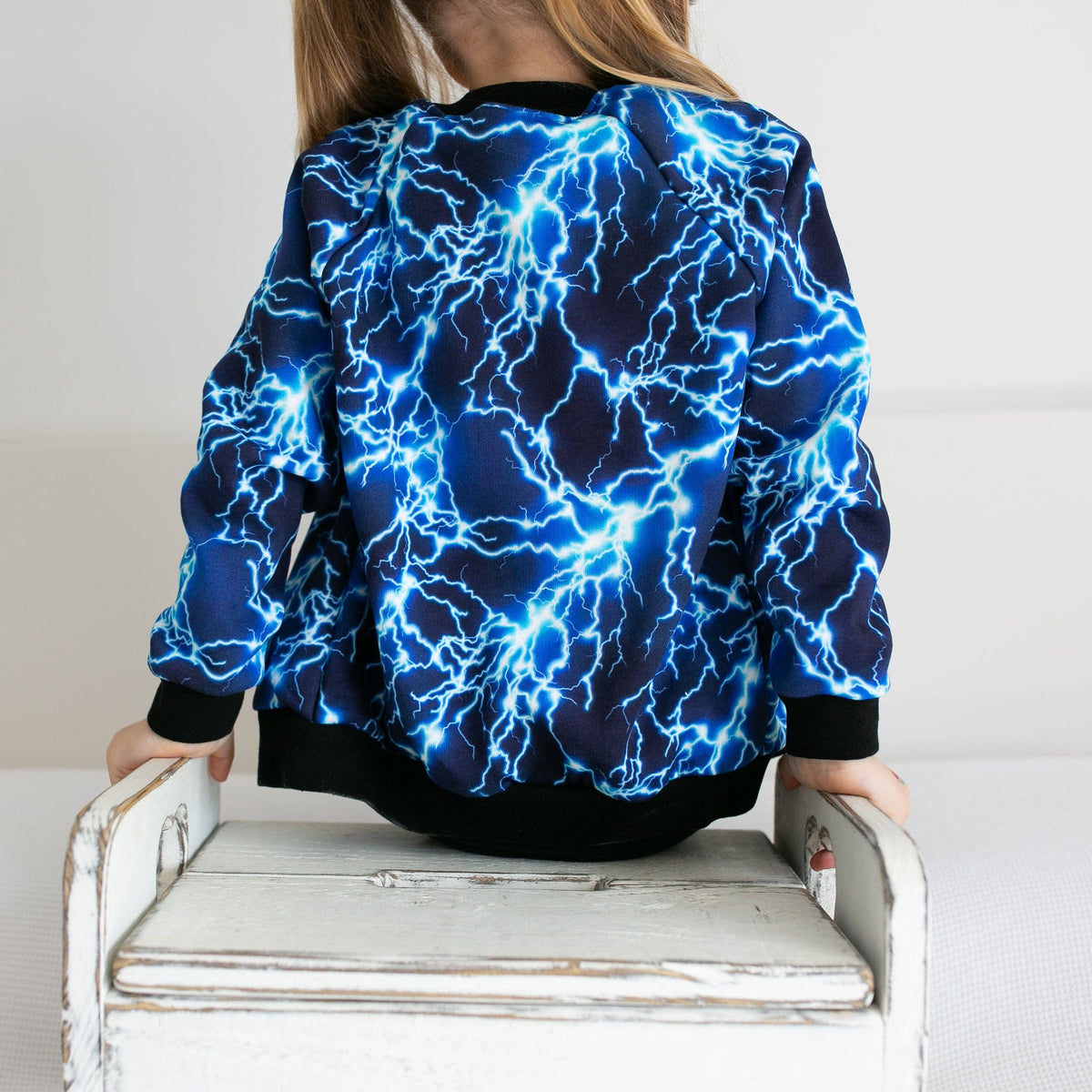 Unisex Kids Lightning Bomber Jacket – Lightweight Fleece