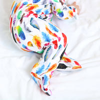 Unisex Baby Cotton Sleepsuit (Onesie) Rainbow Feather Print