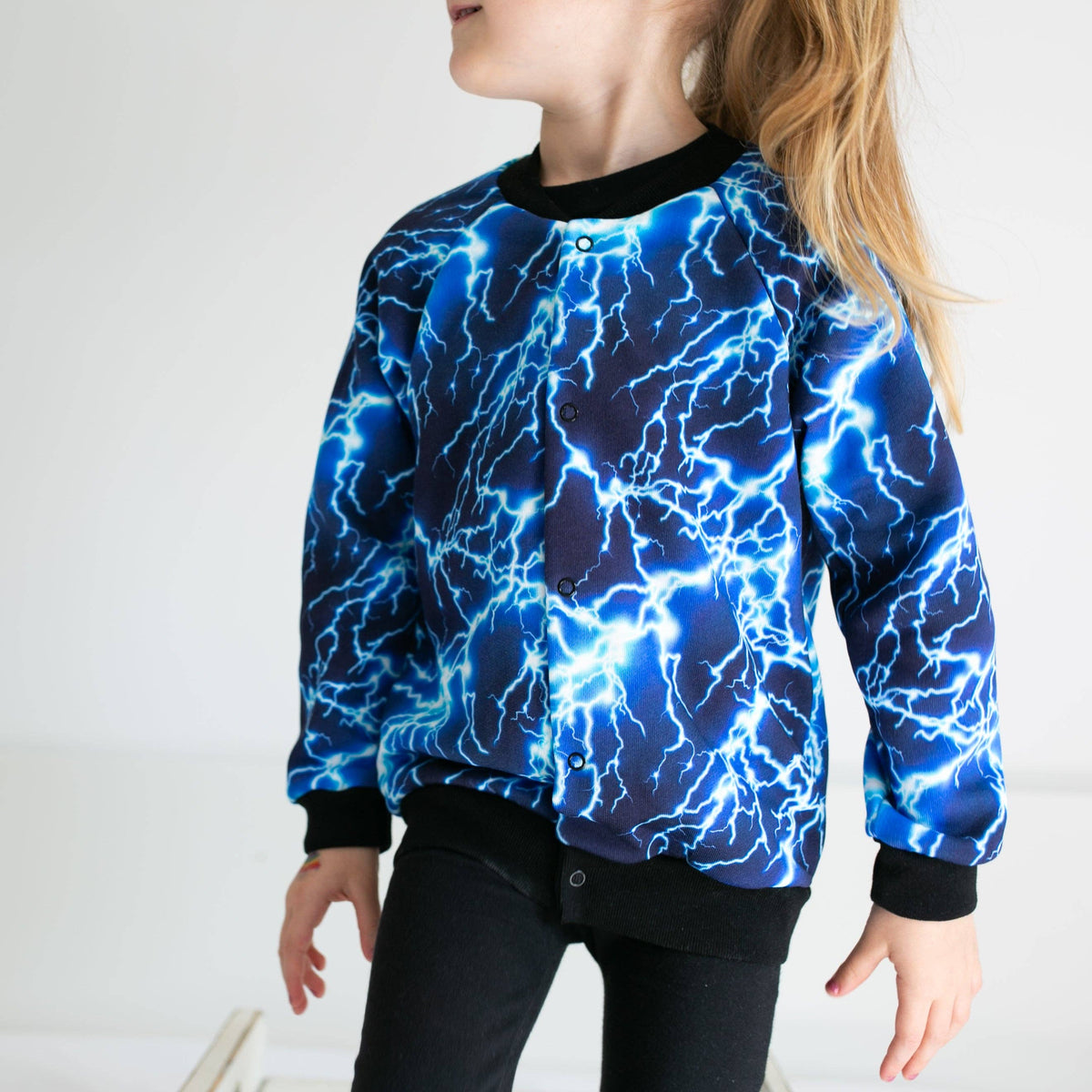 Unisex Kids Lightning Bomber Jacket – Lightweight Fleece