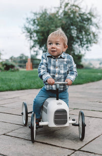 Vilac Off White Metal Ride-On Car Vintage Style Toy Vehicle