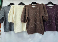 Sequin Heart Soft Touch Short Sleeve Knit Jumper