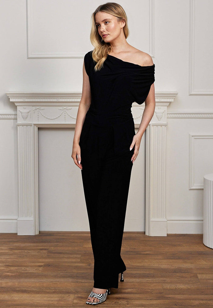 Multi Style Tie Back Jumpsuit in Black