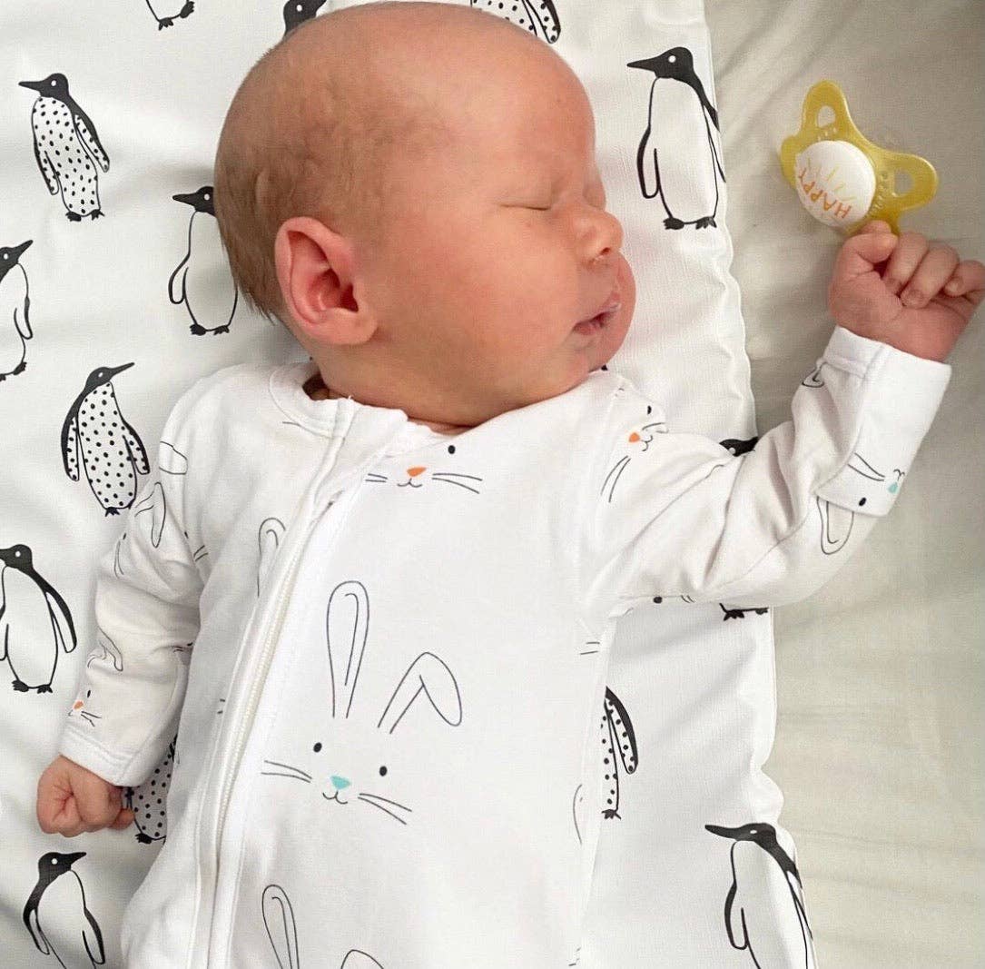 Rabbit Print Footless Zipped Babygrow