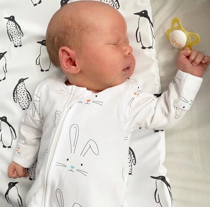 Rabbit Print Footless Zipped Babygrow