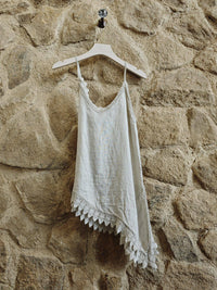 100% Linen Asymmetric Vest top Ref-23472 T-shirt