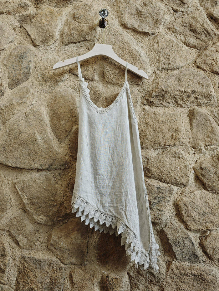 100% Linen Asymmetric Vest top Ref-23472 T-shirt