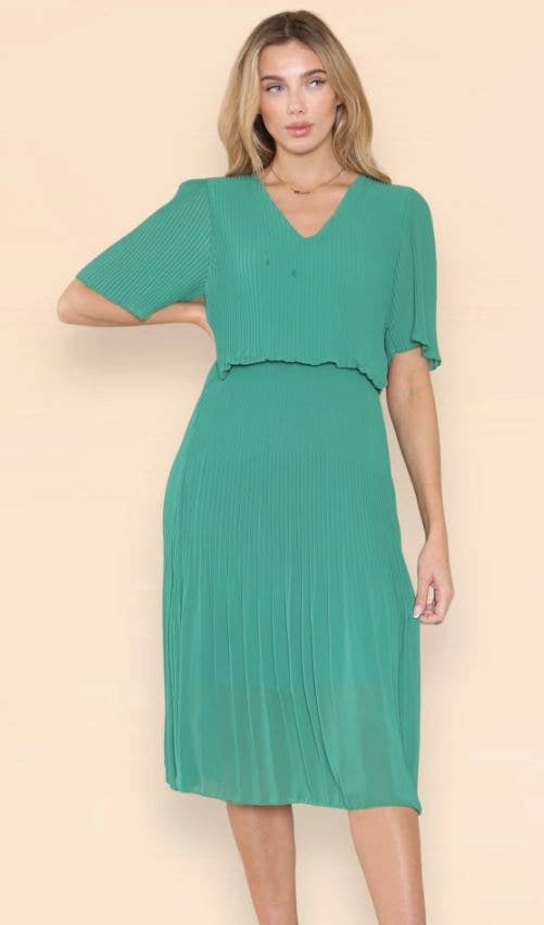 Plain Plisse Pleated Layered Maxi Dress