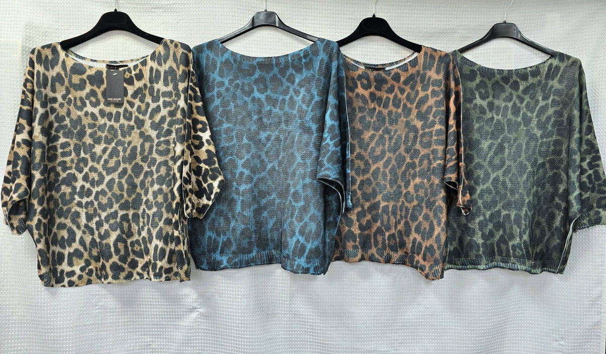 Cheetah Print Fine Mesh Knit Top