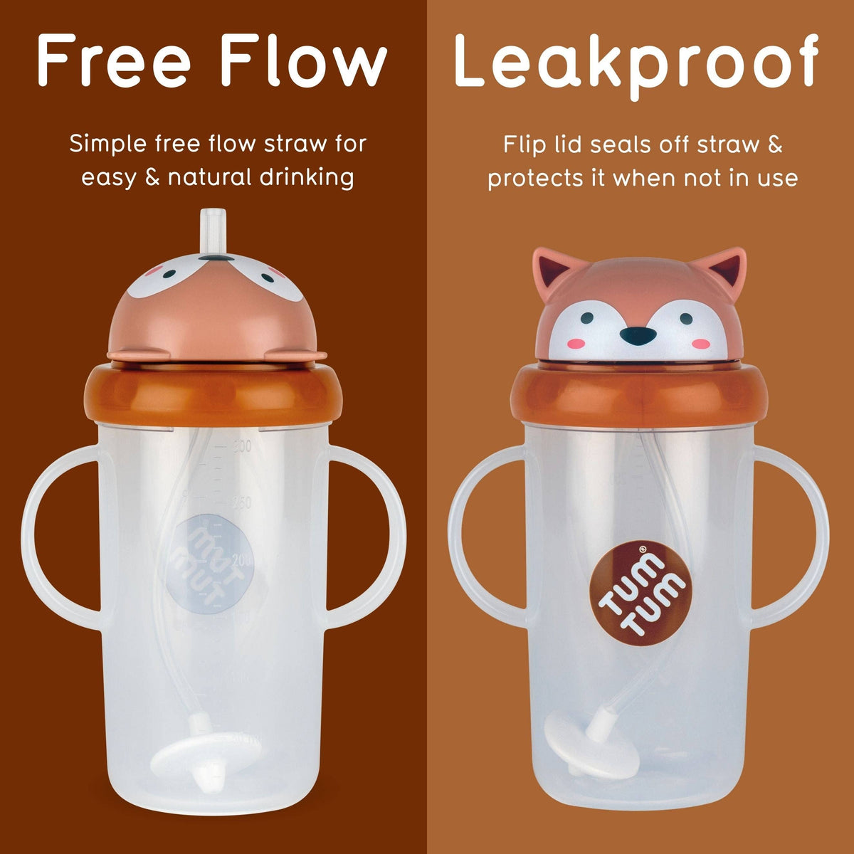 Tall Tippy Up Sippy Cup, with Weighted Straw (Valve Free), Fergus Fox, 300ml, Series 3