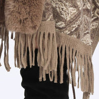 Luxurious Paisley Cape with Faux Fur Collar and Cuffs