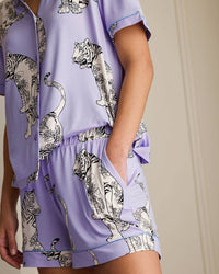 Chelsea Peers - Lotus Tiger Print Short Pyjama Set - Lilac