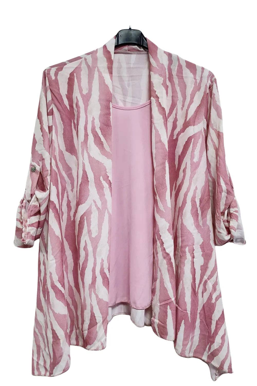 Italian Zebra Print Open Front Top with Attached Inner Vest