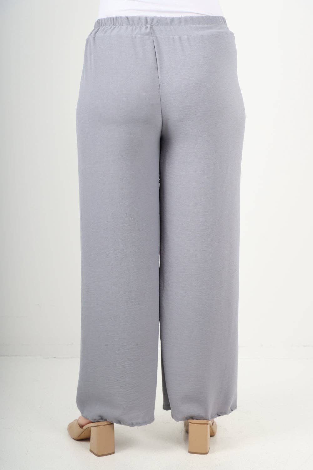 Italian Elastic Waistband Drawstring Wide Leg Trousers