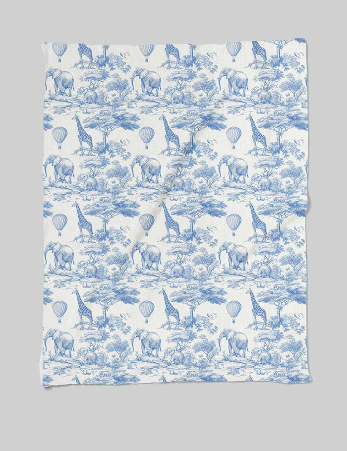 Toile de Jouy Safari Baby Boys Muslin Blanket