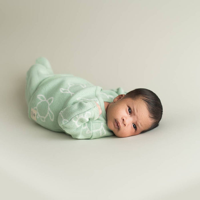 Newborn/ Home Coming Set - Mint with cream turtle design