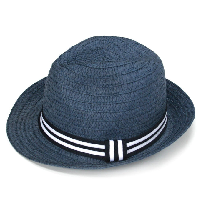 Children's Blue Trilby Foldable Hat with Band