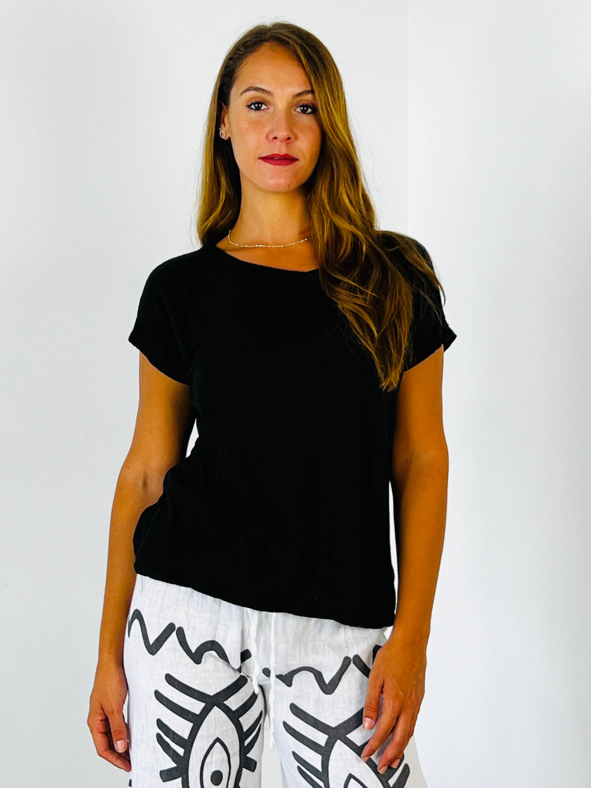 BASIC U-NECK T-SHIRT 100% LINEN Ref-2295