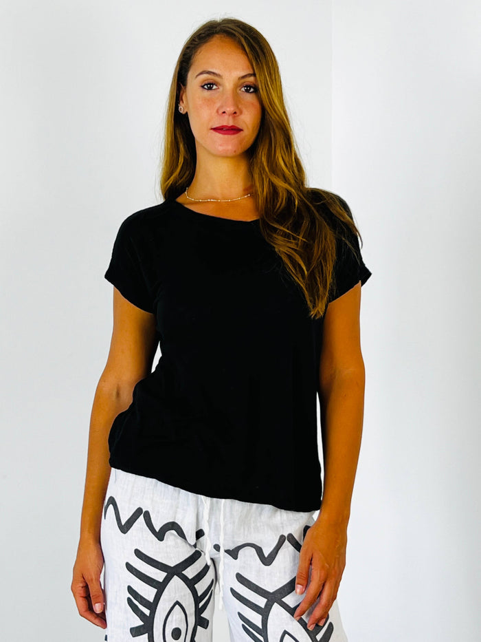 BASIC U-NECK T-SHIRT 100% LINEN Ref-2295