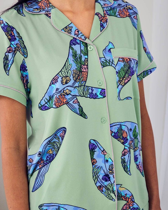 Coral Whale Print Short Pyjama Set
