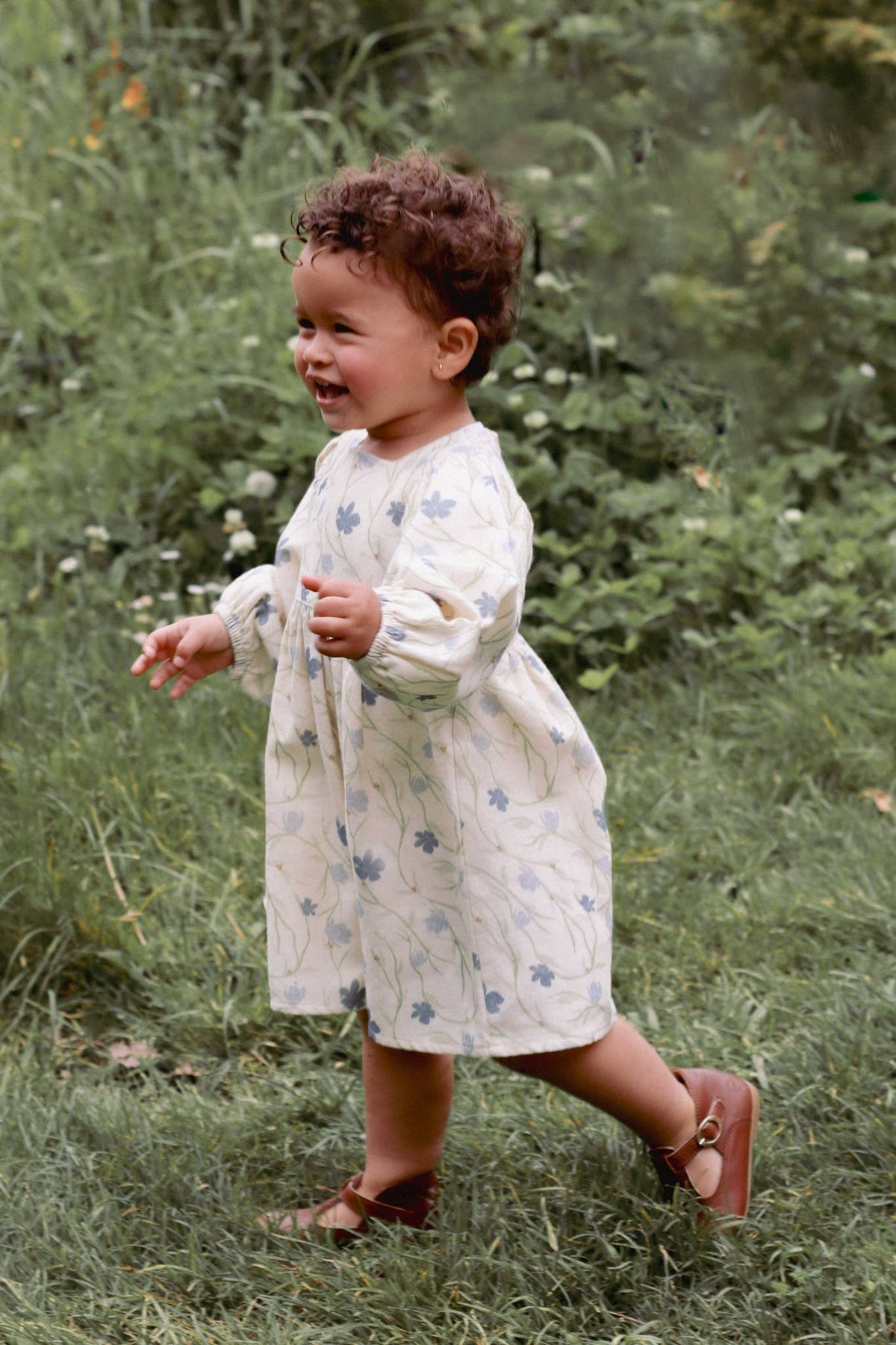 Baby / Girl Flower Patterned Dress with Balloon Sleeves