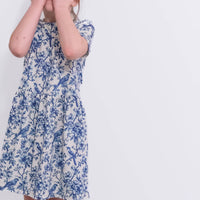 Girls Short Sleeve Cotton Dress - Willow Flower print