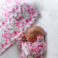 Unisex Baby Cotton Sleepsuit (Onesie) – Cherry Blossom Print