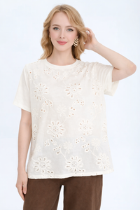 Floral Embroidered Embellished T-Shirt