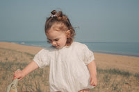 Minnie & Monty - White Daisy Short Puff Sleeve Romper