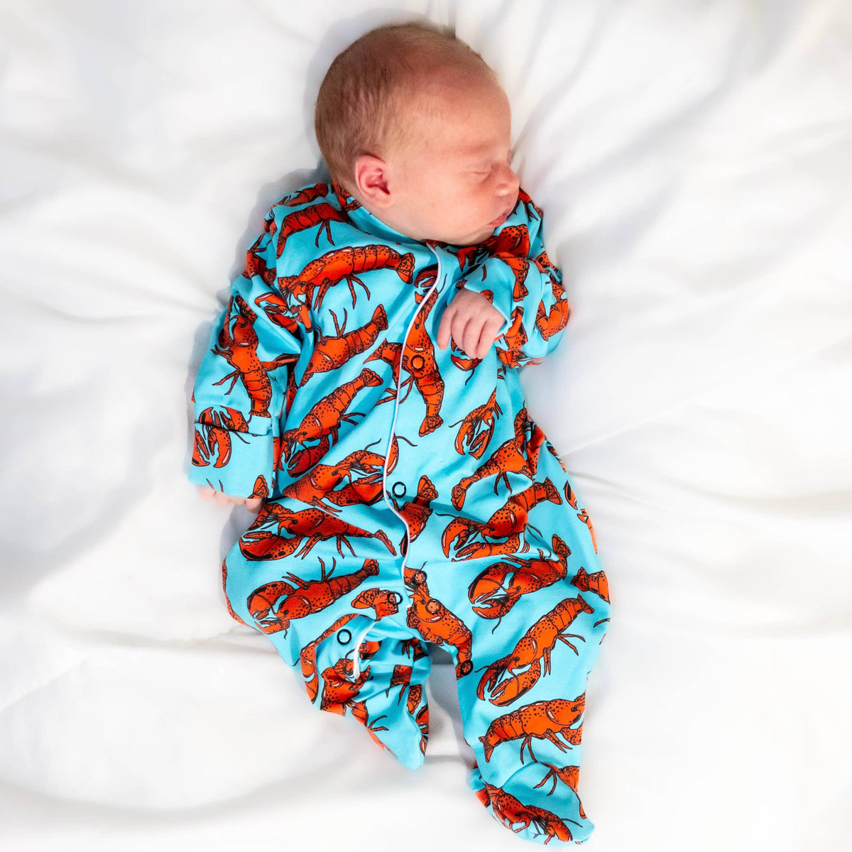 Unisex Baby Cotton Sleepsuit (Onesie) – Lobster Print
