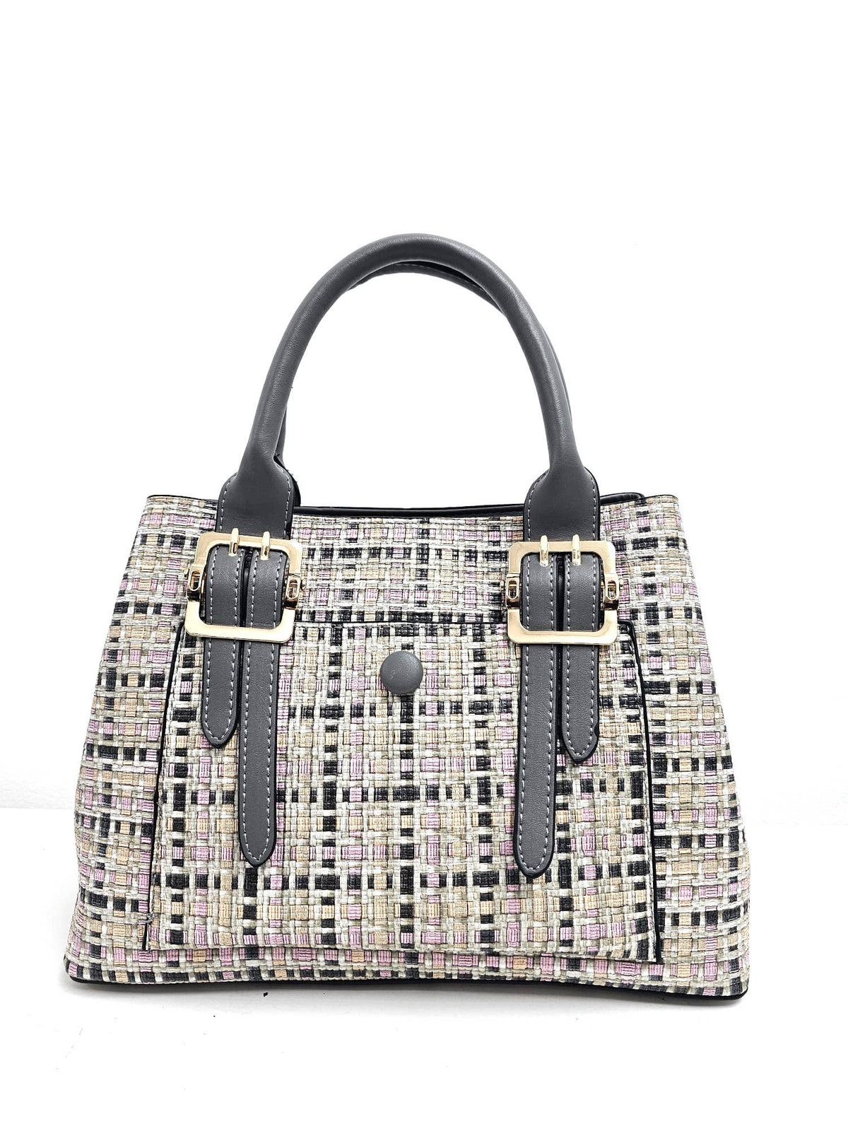 Medium Size Multicolour Front Pocket Two-toned Tote Bag