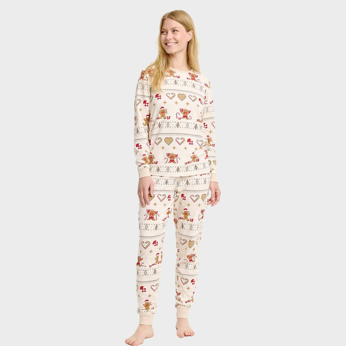 Julecookie Pyjamas Beige – Kvinder