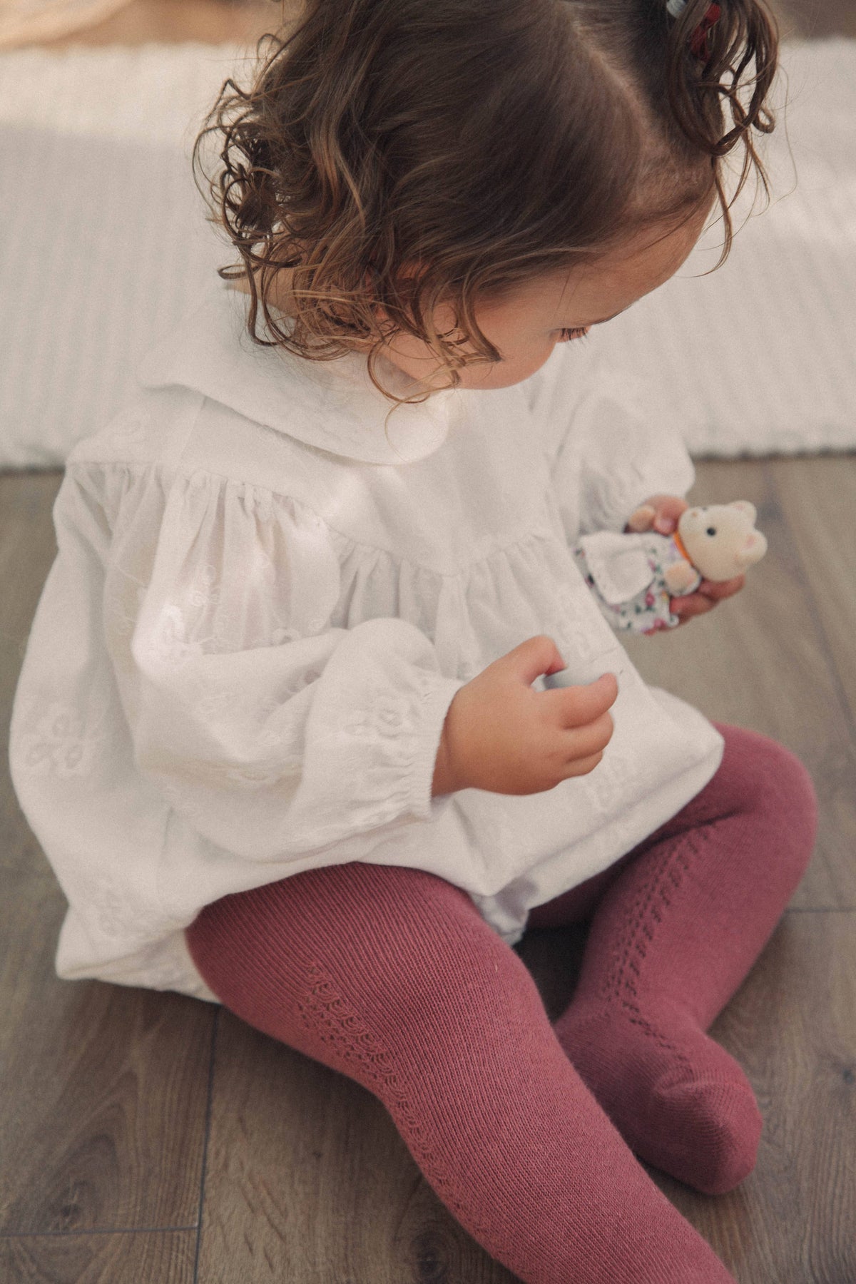 Minnie & Monty - White/Embroidered Long Sleeve Romper