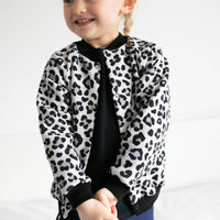 Unisex Grey Leopard Kids Bomber Jacket – Lightweight Fleece