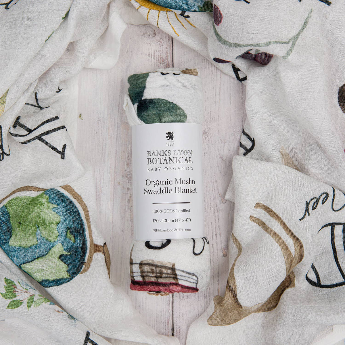 Bamboo Baby Swaddle Blanket, Alphabet Print