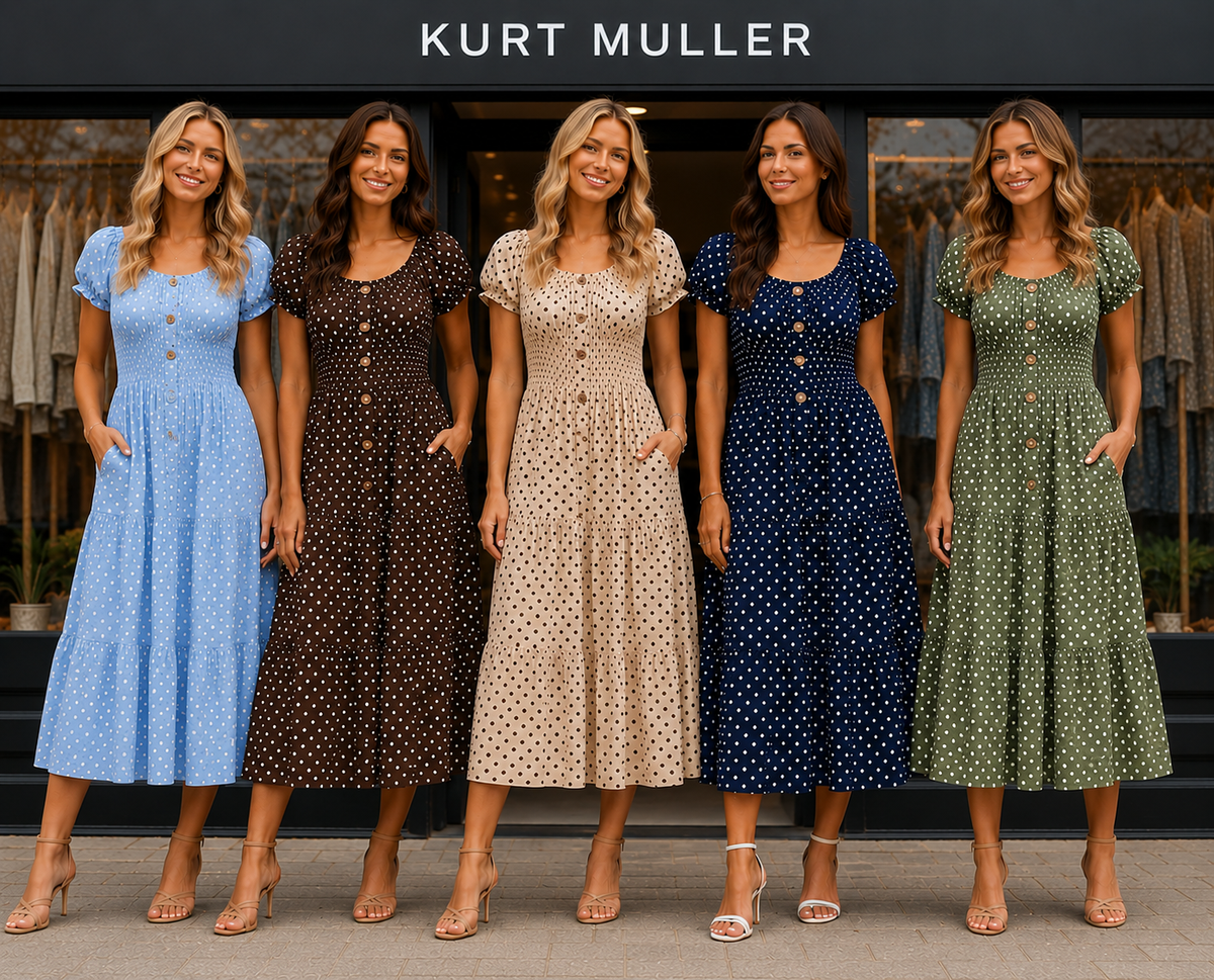 Priya Polka Dot Midi Bardot Dress