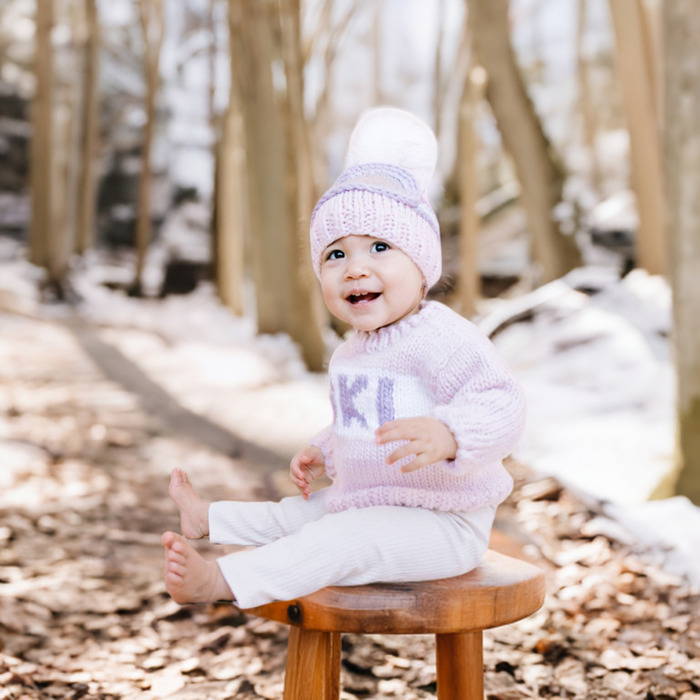 The Blueberry Hill - Ski Sweater, Baby Pink Winter Snow Jumper and Hat Set
