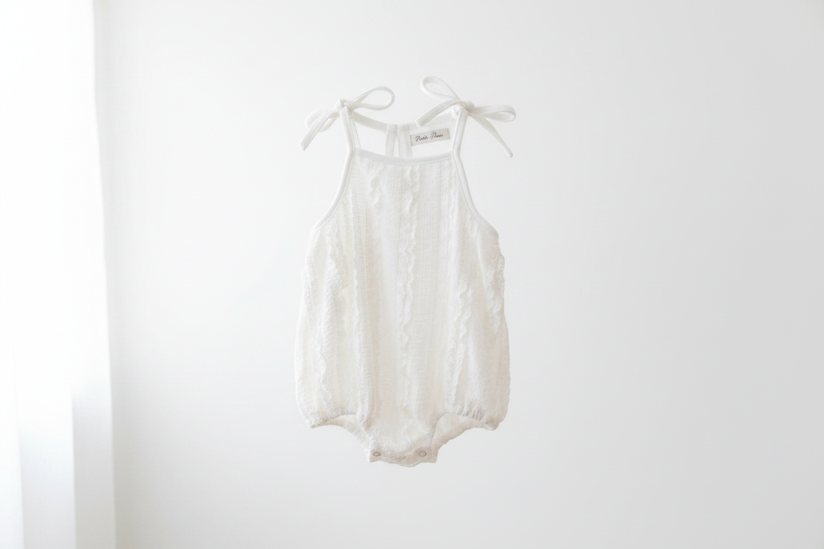 Cream Eyelet Ruffle Romper