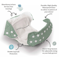 One Size All-In-One Reusable Cloth Nappy - Dottie - Sage