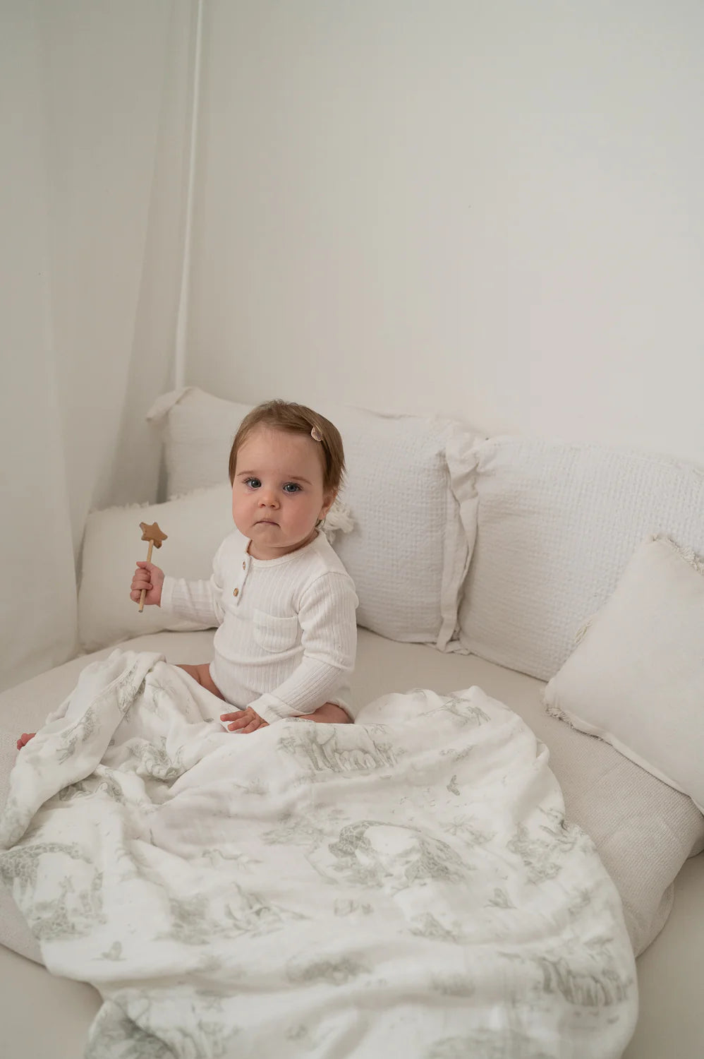 Gilded Bird Toile Bamboo Baby Blanket